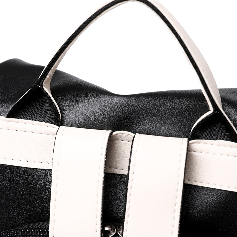 Drune | Luxus Damen Reise Schwarz Rot Weiß Rucksack