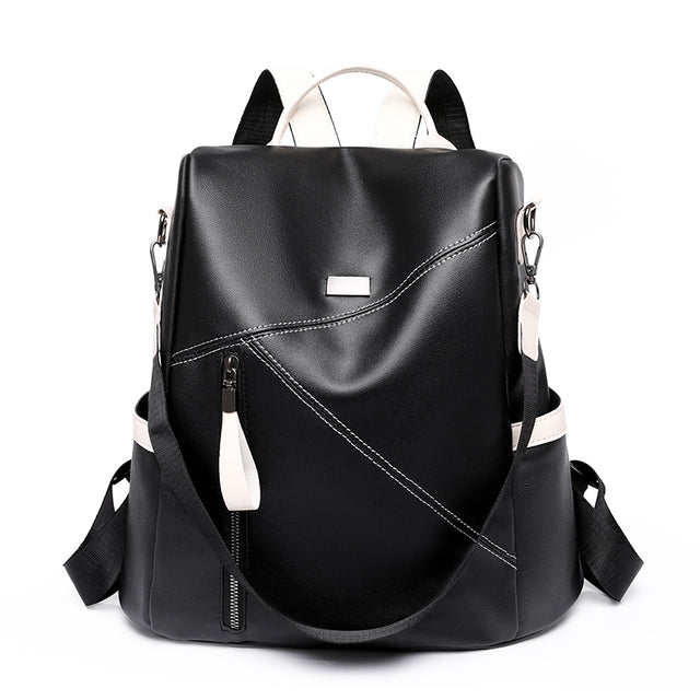 Drune | Luxus Damen Reise Schwarz Rot Weiß Rucksack