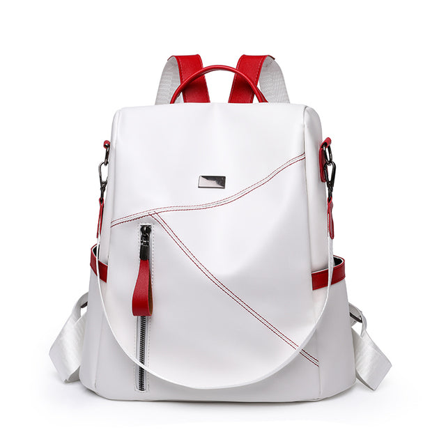Drune | Luxus Damen Reise Schwarz Rot Weiß Rucksack