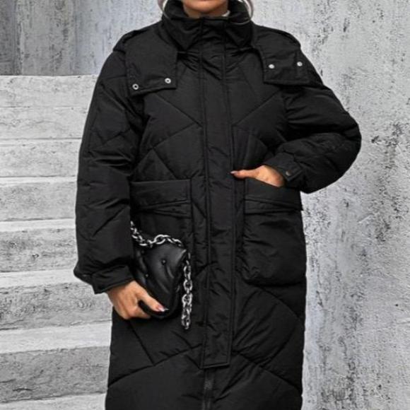 Drune | Winterjacke mit Kapuze für Damen - lange wattierte Jacke