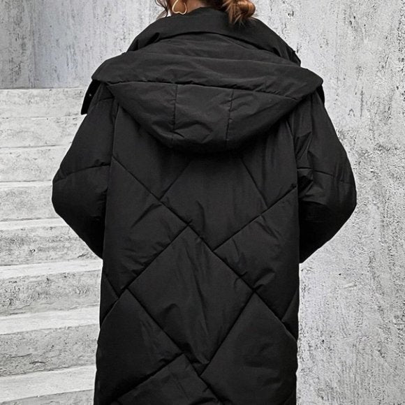 Drune | Winterjacke mit Kapuze für Damen - lange wattierte Jacke