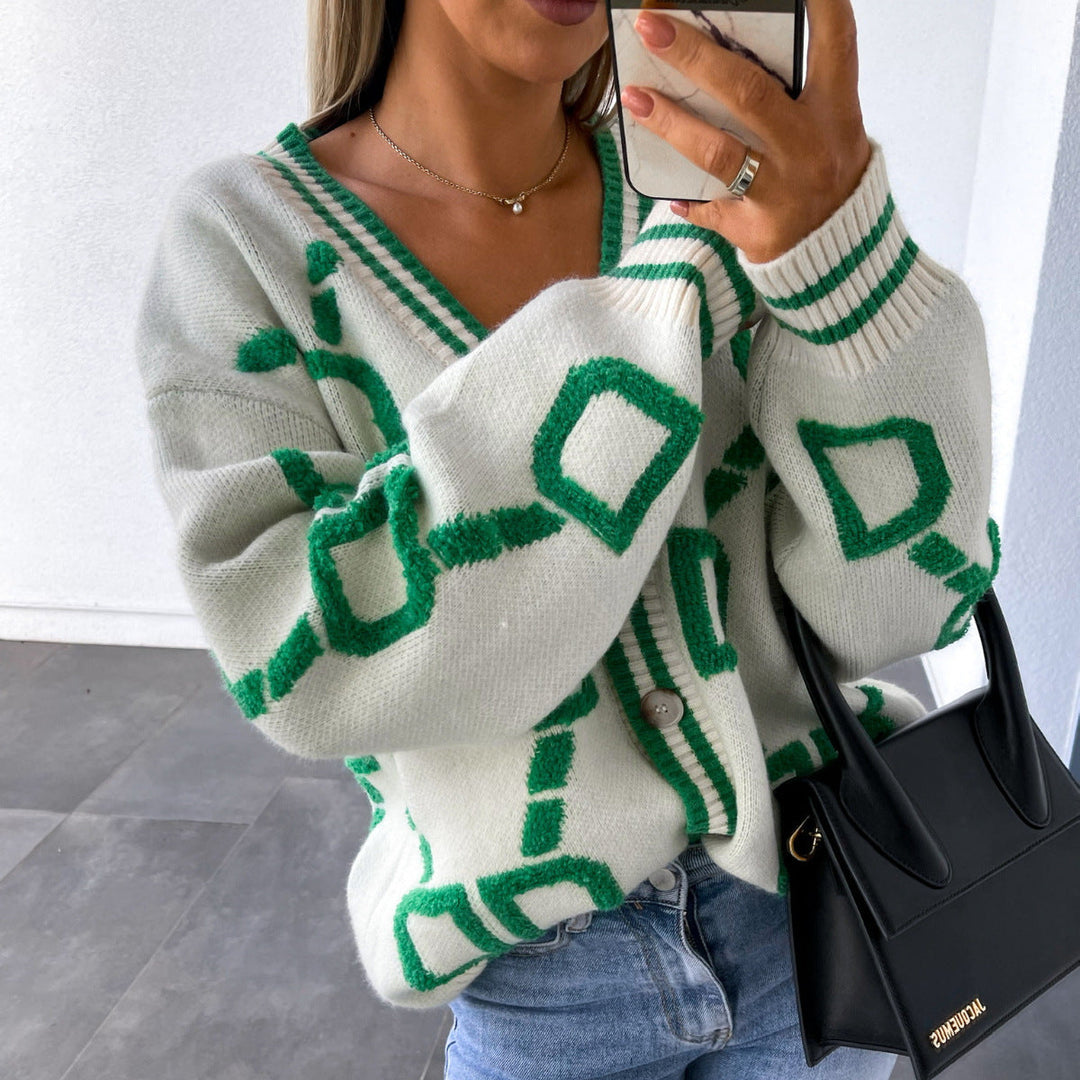 Drune | Oversized Cardigan Grafisches Muster Trendy Design