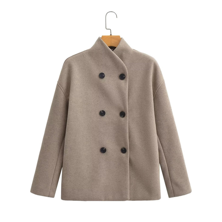 Drune | Breasted Wollmischung Mantel - Übergröße - Zeitlose Eleganz - Lässiger Chic