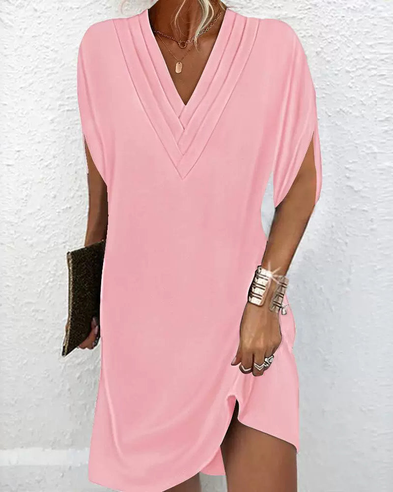 Drune | Elegantes Kleid mit offenen Ärmeln und V-Ausschnitt