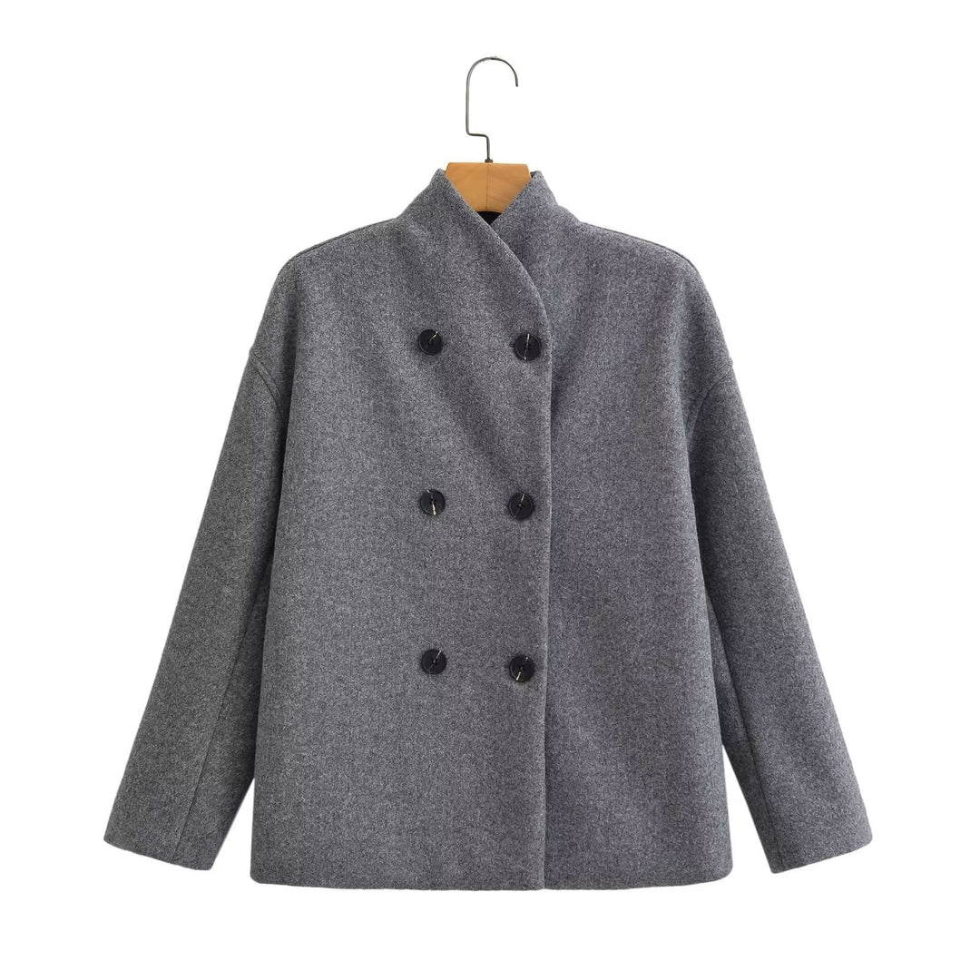 Drune | Breasted Wollmischung Mantel - Übergröße - Zeitlose Eleganz - Lässiger Chic