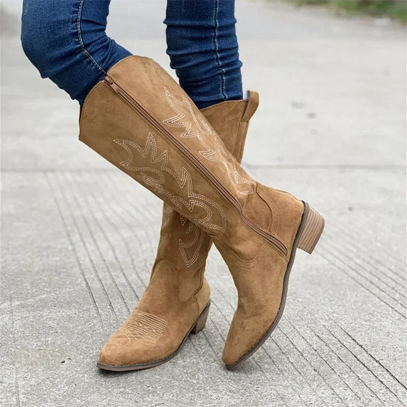 Bestickte Western-Cowboystiefel für Frauen Drune