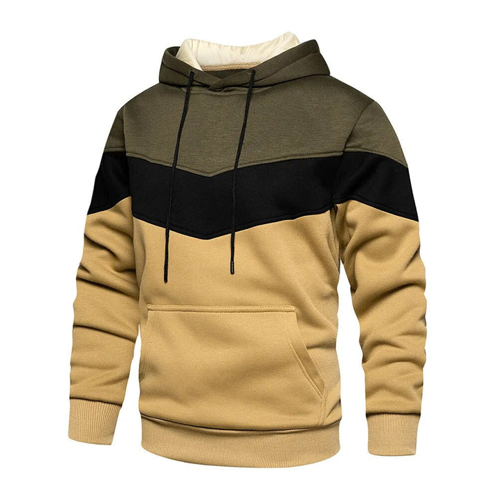 Drune | Kontrastfarbiger Hoodie Für Männer Baumwolle Stilvoll und Warm