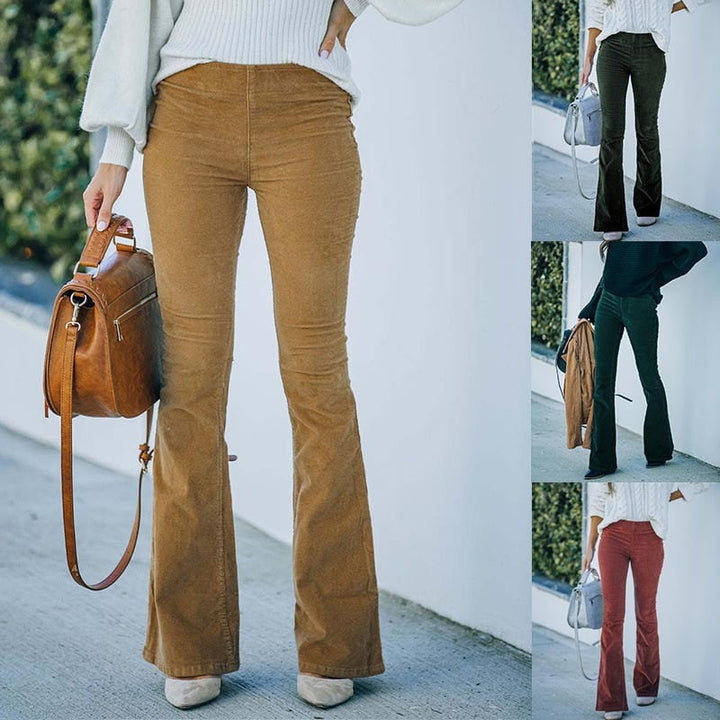 Drune | Elastische Taille Lässige Hose Schlanke ausgestellte Hose