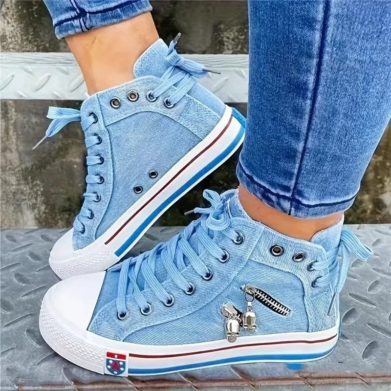 Damen Denim Hi-Top Sneakers Drune