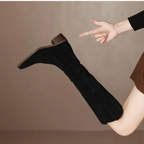 Drune - Vintage-Stiefel aus Wildleder mit Rüschen