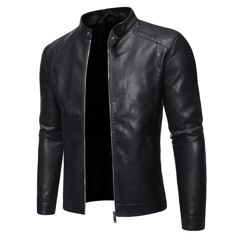 Drune | Lederjacke mit Stehkragen