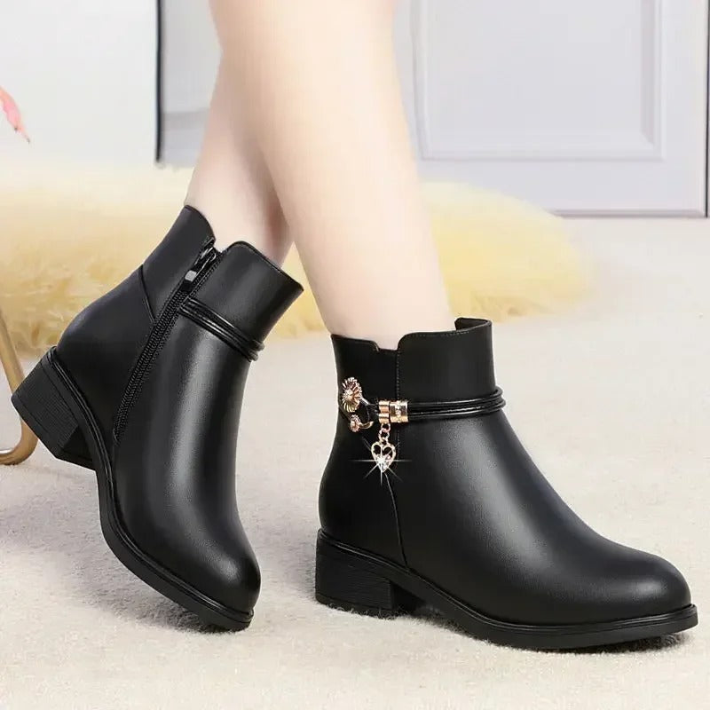Weiche Damen Strass Stiefel Lederstil Drune