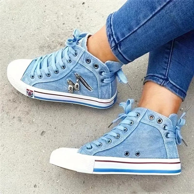 Damen Denim Hi-Top Sneakers Drune