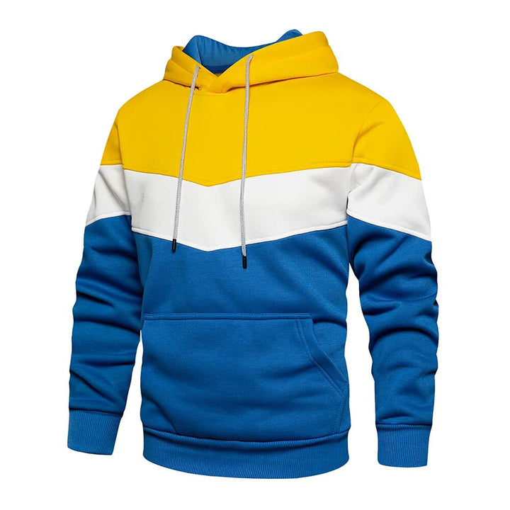 Drune | Kontrastfarbiger Hoodie Für Männer Baumwolle Stilvoll und Warm