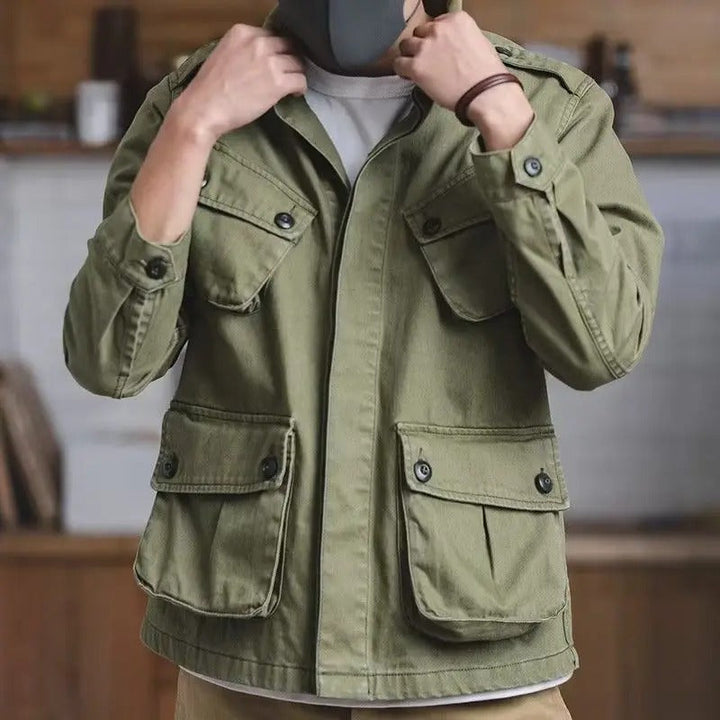 Drune | Lässige Multifunktions Grüne Militärjacke Für Männer
