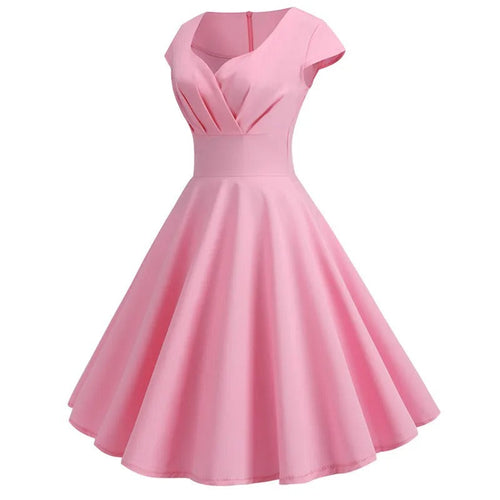 Drune | Vintage Sommerkleid mit großem V-Ausschnitt, lockerer Passform und Rüschen