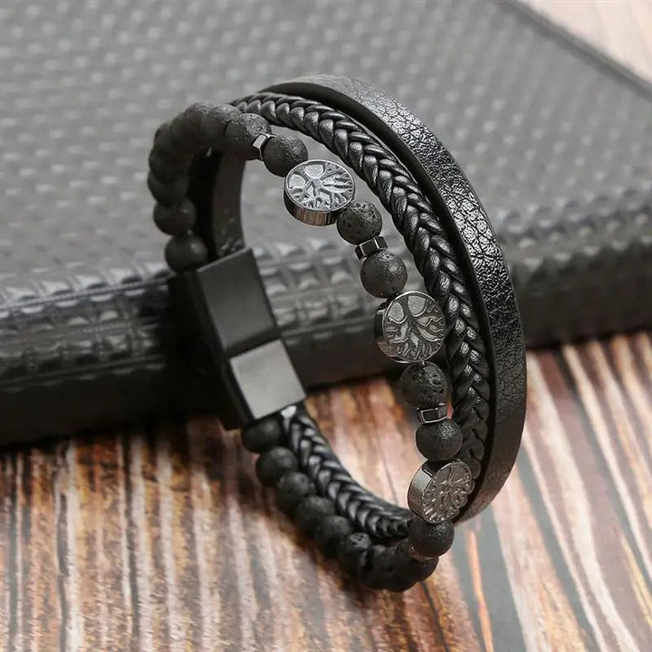 Drune | Lederarmband Im Antiken Stil Mit Metallverschluss