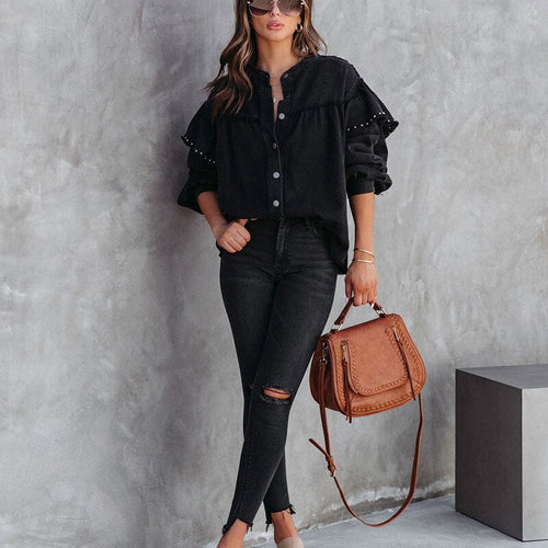 Drune Bluse | Trendige feminine Bluse aus farbigem Drune Stoff