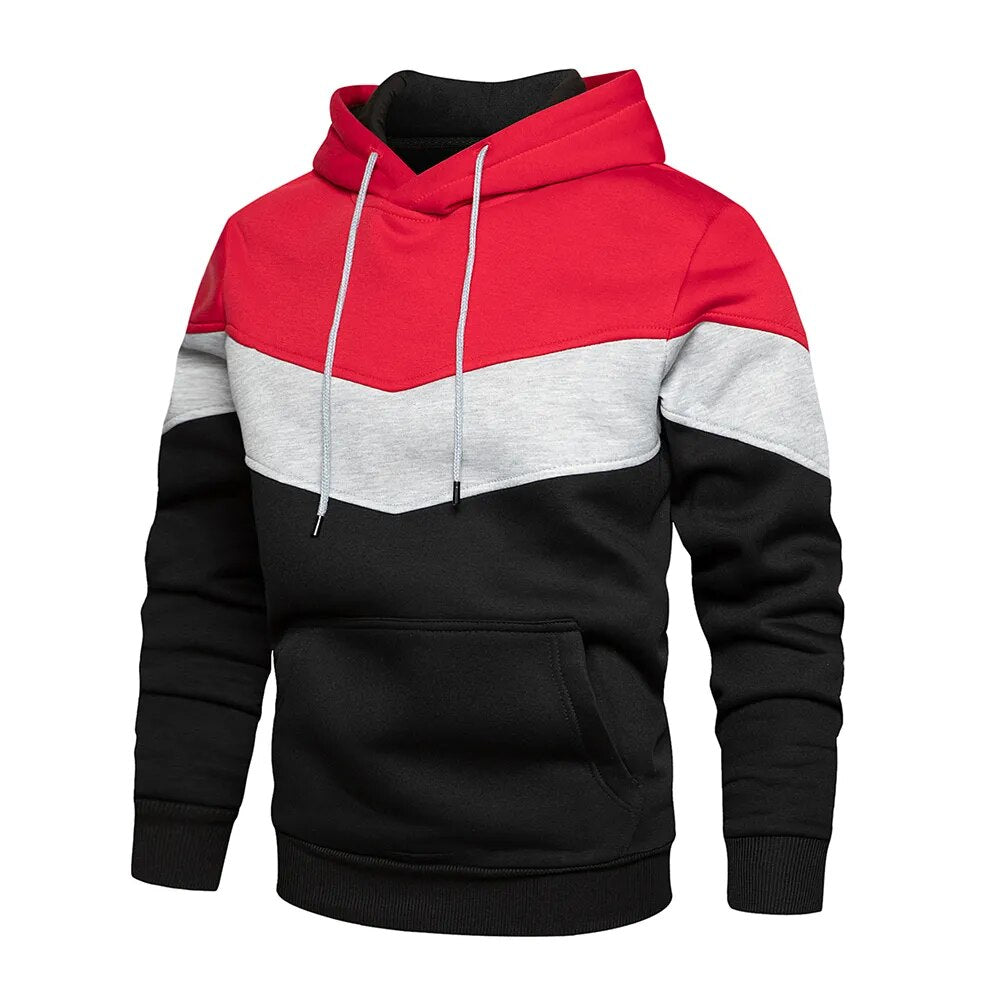 Drune | Kontrastfarbiger Hoodie Für Männer Baumwolle Stilvoll und Warm