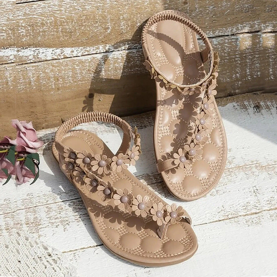 Drune | Flache Sommer Blumen Sandalen