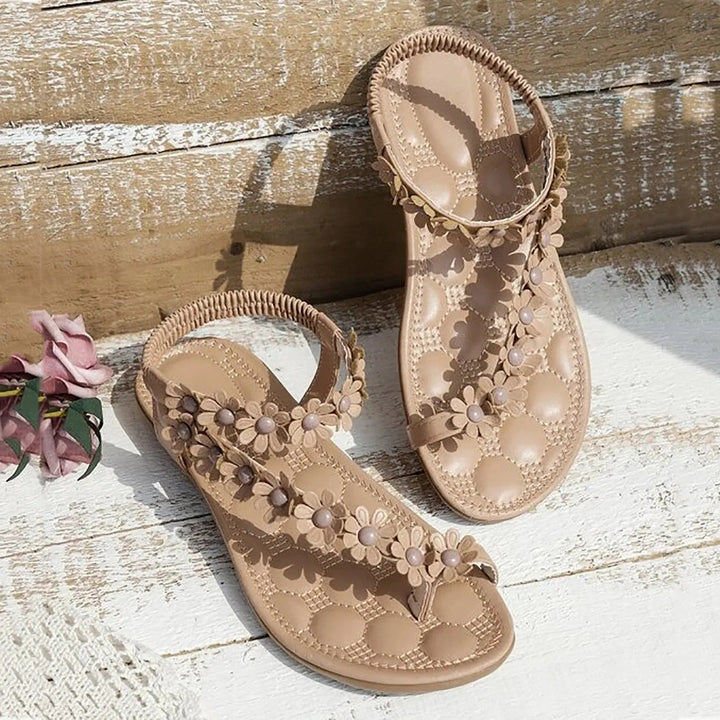 Drune | Flache Sommer Blumen Sandalen
