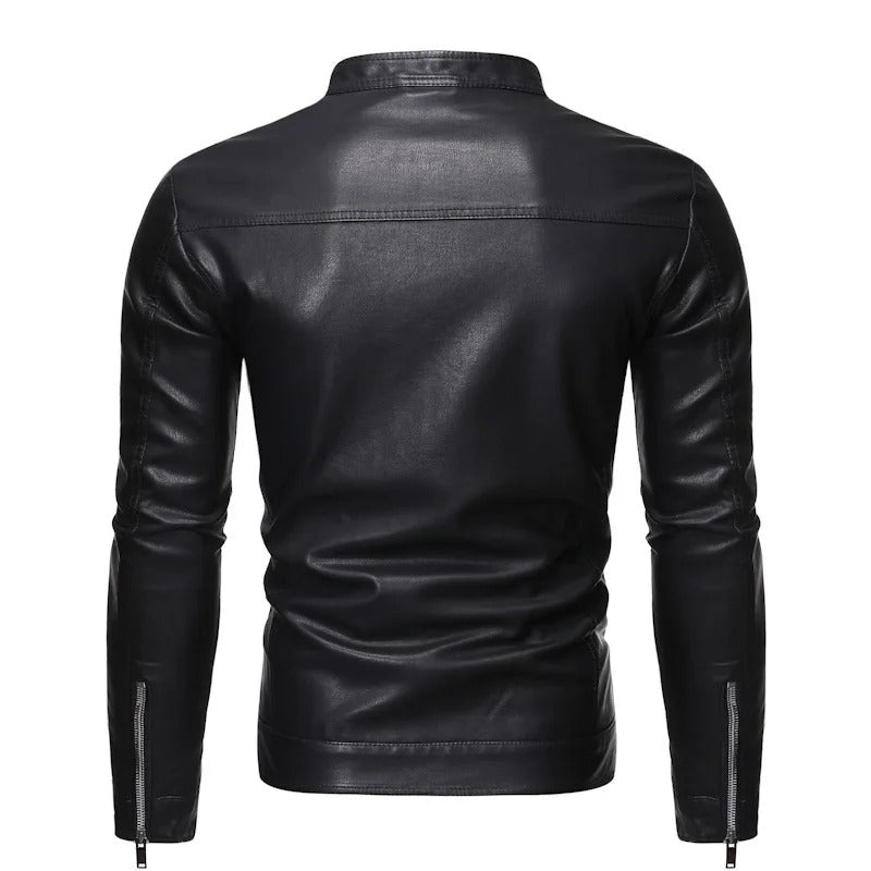 Drune | Lederjacke mit Stehkragen