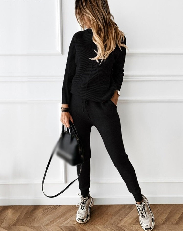 Drune | Trainingsanzug Warm und trendy zweiteiliges Set für Damen mit Rollkragenpullover und Hose