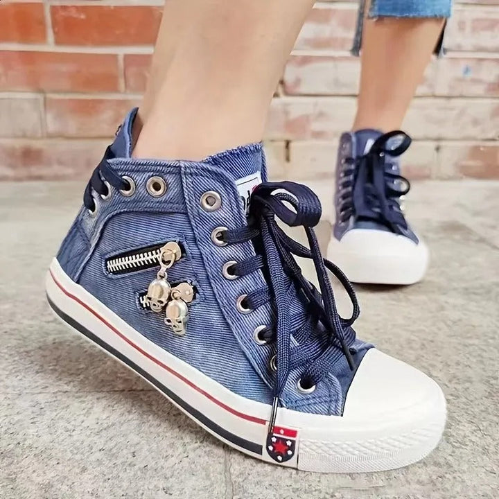 Damen Denim Hi-Top Sneakers Drune