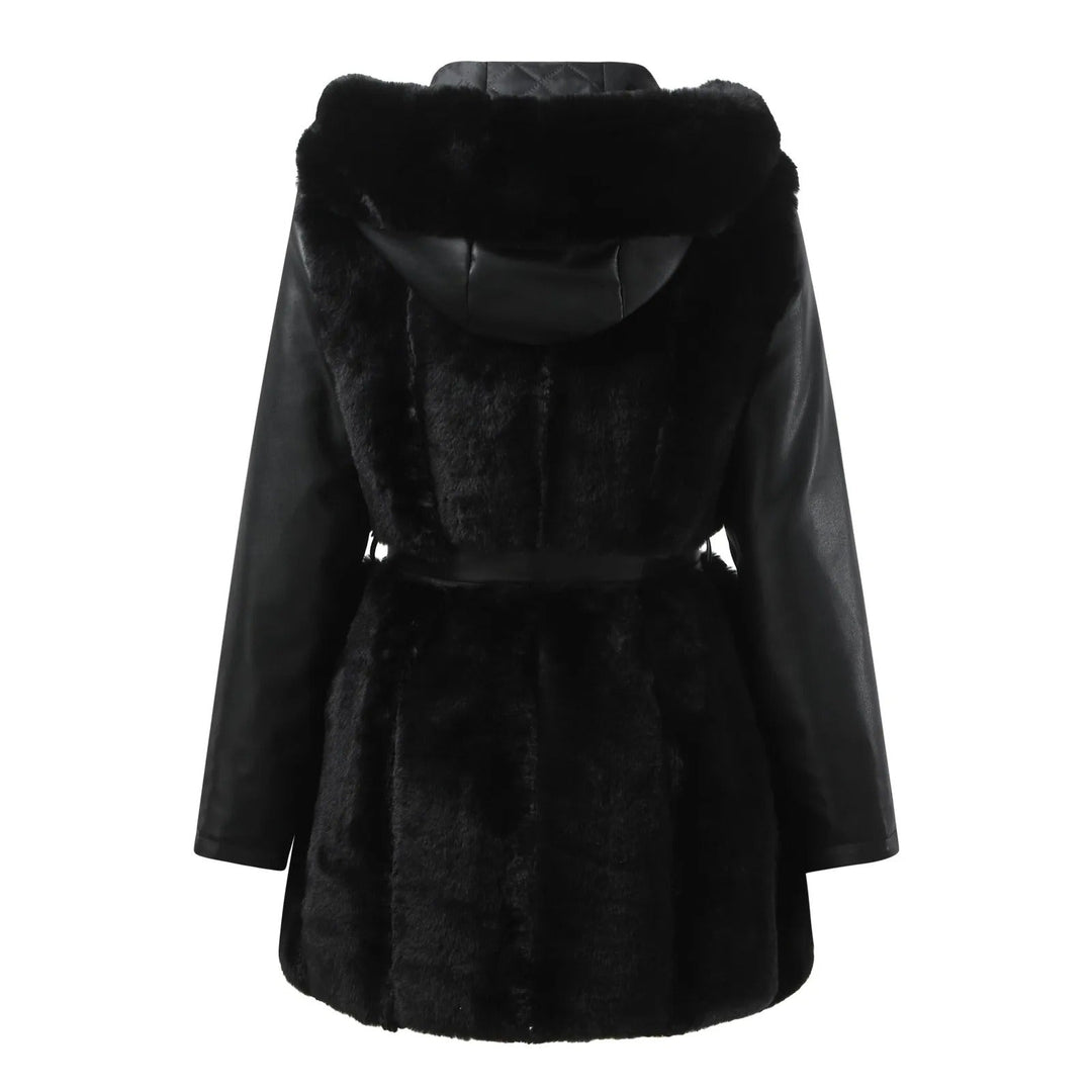 Drune | Schicke Vegane Lederjacke mit Kunstfellkragen Für Damen