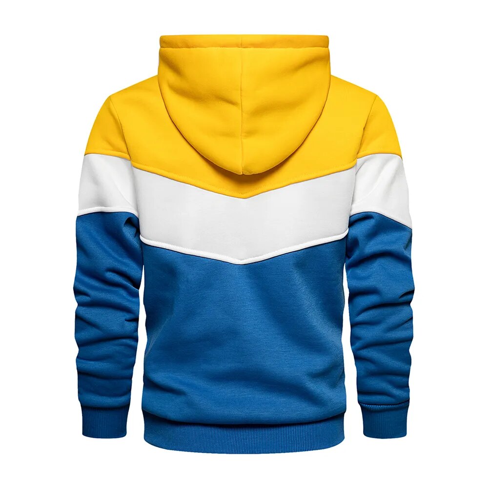 Drune | Kontrastfarbiger Hoodie Für Männer Baumwolle Stilvoll und Warm