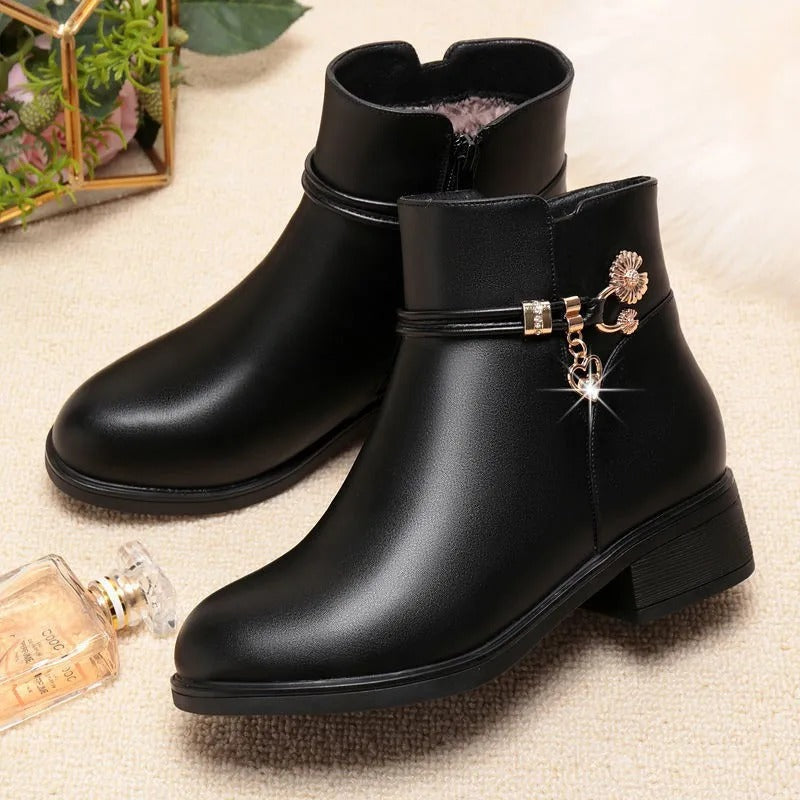 Weiche Damen Strass Stiefel Lederstil Drune