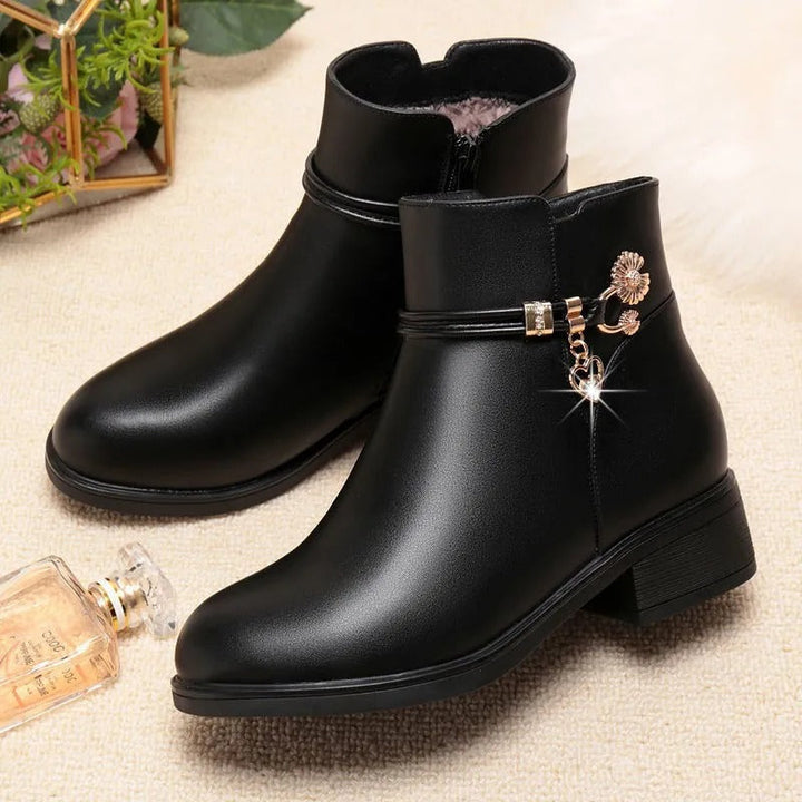 Weiche Damen Strass Stiefel Lederstil Drune