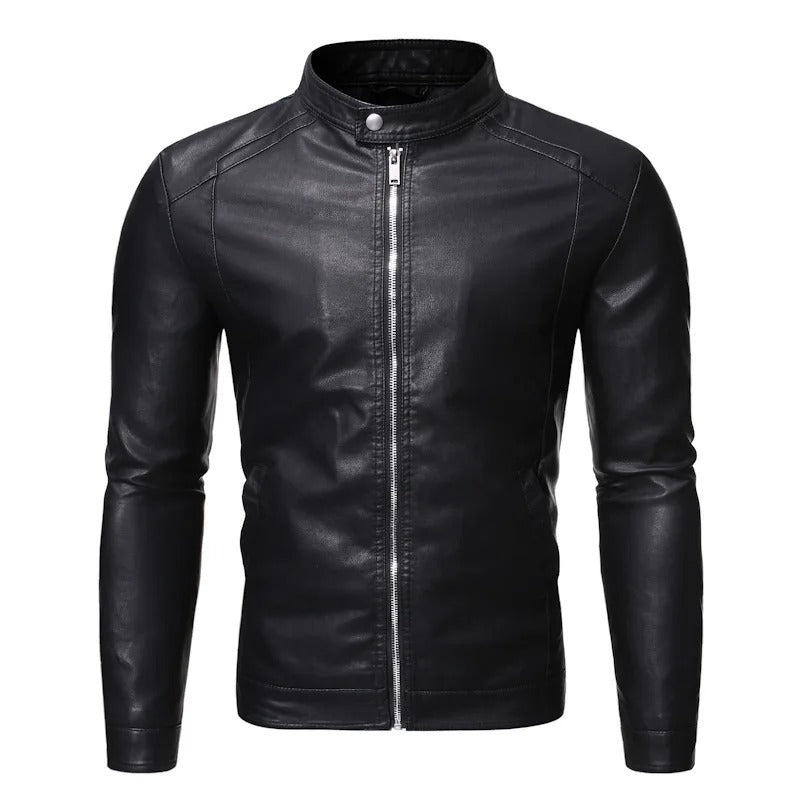 Drune | Lederjacke mit Stehkragen