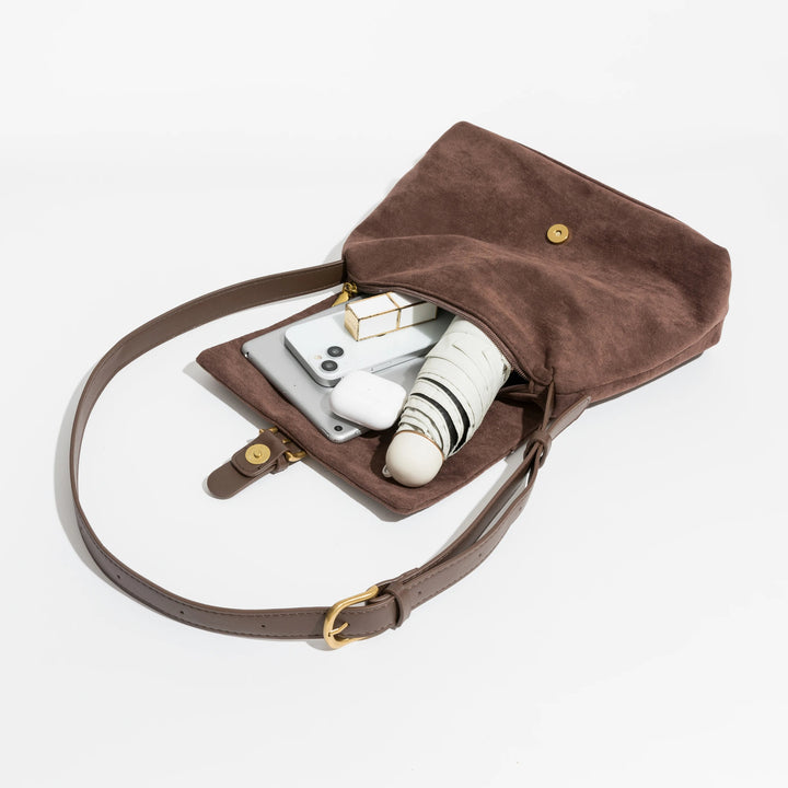Drune | Wildleder Schultertasche für Damen - Stilvolle und Luxus Handtasche