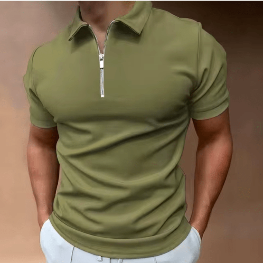Drune | Herren Polo Shirt Polo Mit Reißverschluss Und Kragen Klassisches Design & Elegant
