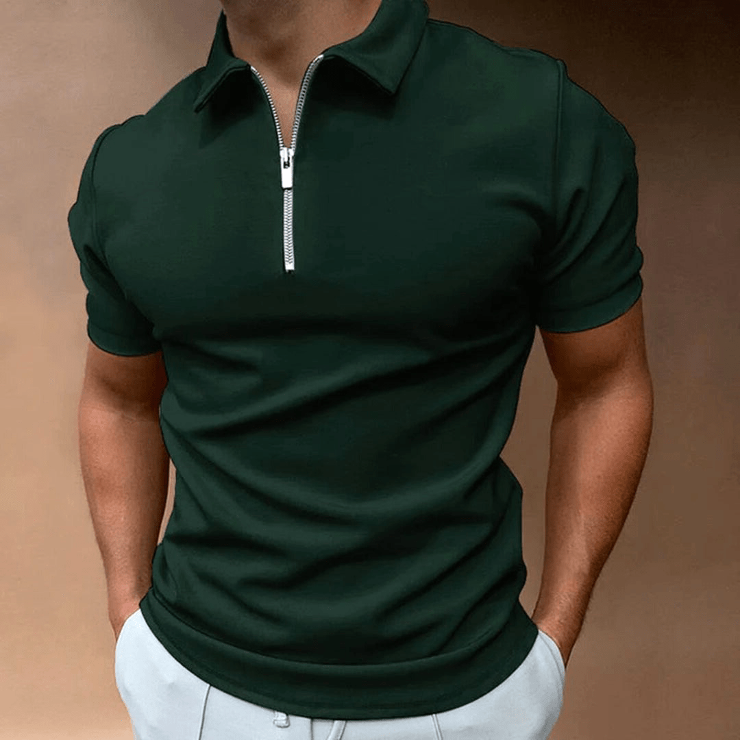 Drune | Herren Polo Shirt Polo Mit Reißverschluss Und Kragen Klassisches Design & Elegant