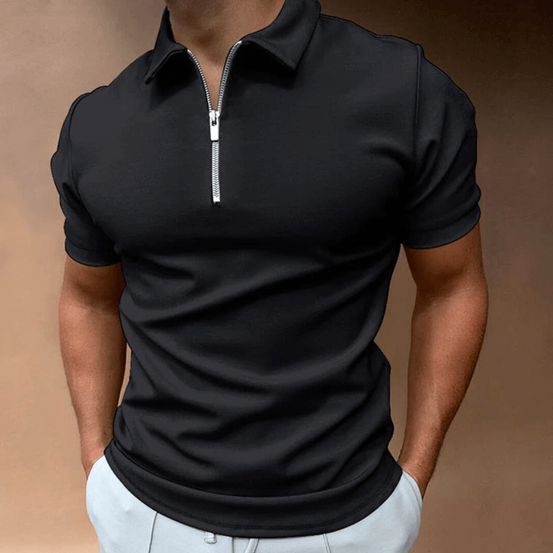 Drune | Herren Polo Shirt Polo Mit Reißverschluss Und Kragen Klassisches Design & Elegant