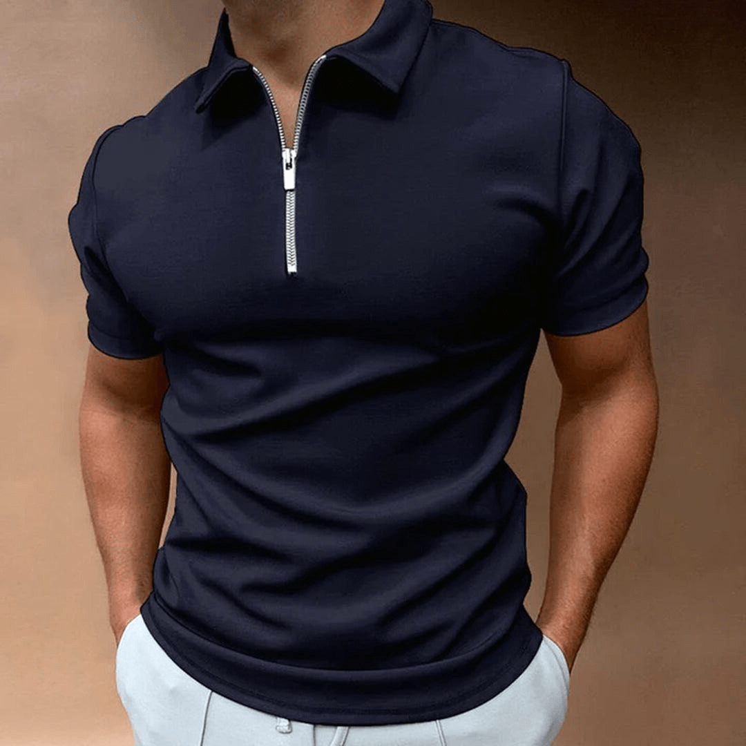 Drune | Herren Polo Shirt Polo Mit Reißverschluss Und Kragen Klassisches Design & Elegant