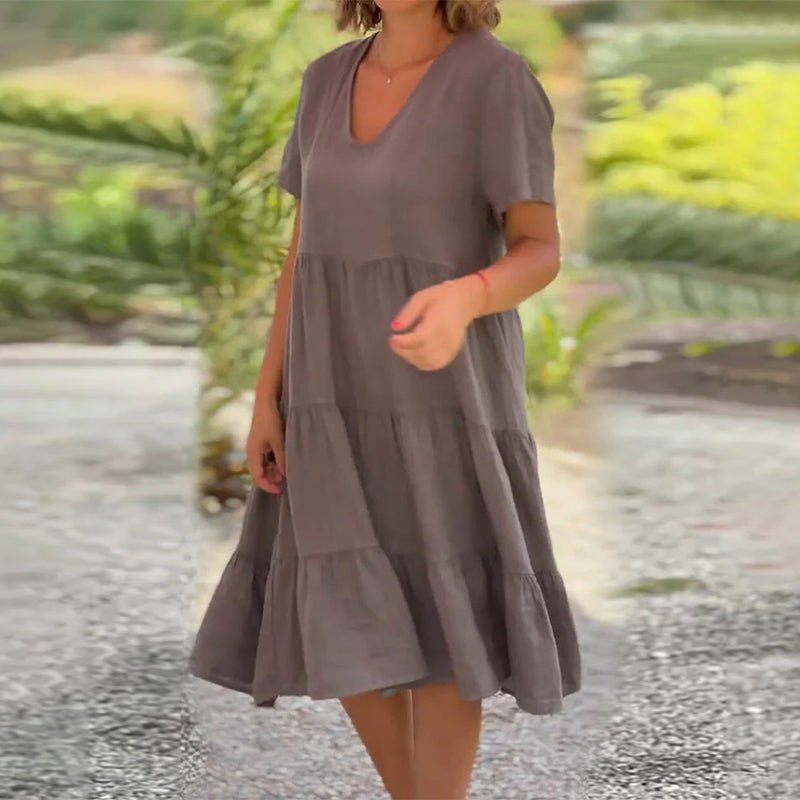Drune | V-ausschnitt Leinenkleid Für Damen
