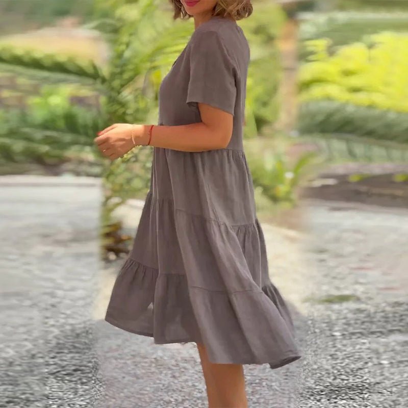 Drune | V-ausschnitt Leinenkleid Für Damen