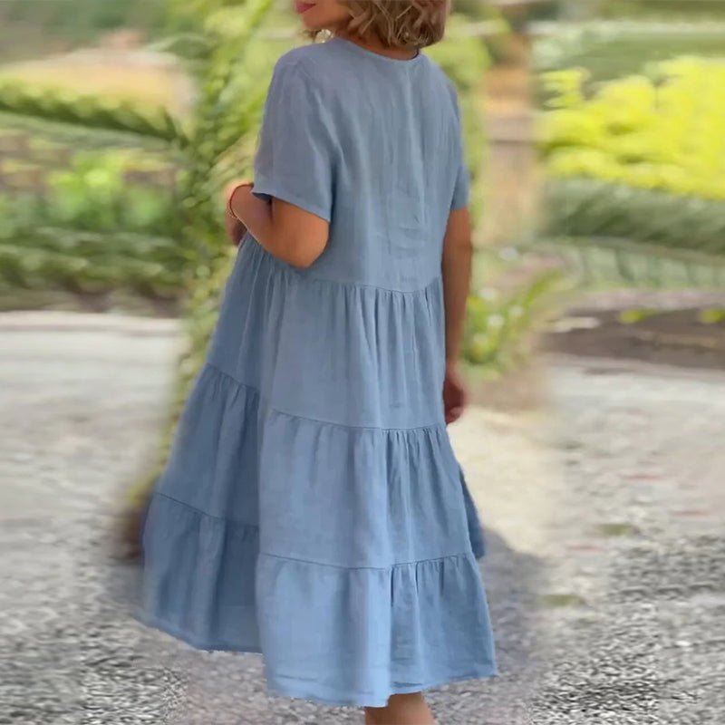 Drune | Elegantes Leinenkleid Mit V-ausschnitt Für Damen