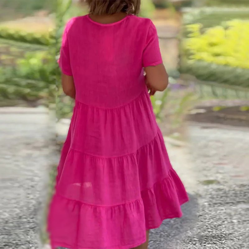 Drune | Elegantes Leinenkleid Mit V-ausschnitt Für Damen