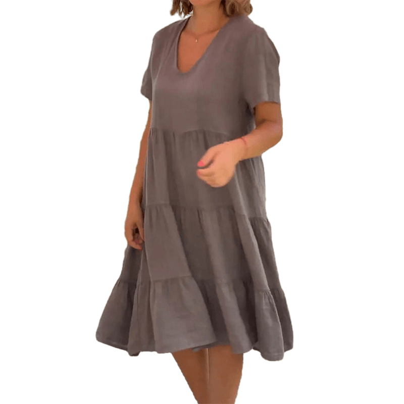 Drune | V-ausschnitt Leinenkleid Für Damen
