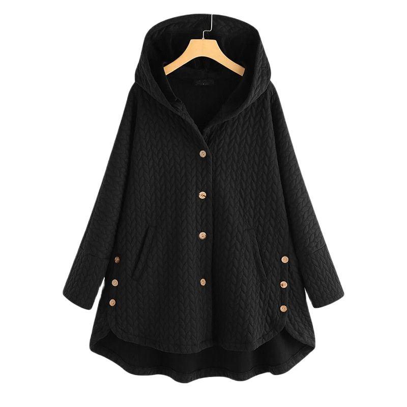 Drune | Warme und lockere Jacke mit Kapuze, Knöpfen und Taschen