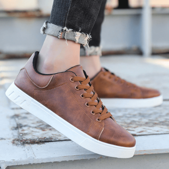 Drune | Sneakers Herren Leder Sneakers Komfortabel Trendy Freizeit Sneakers