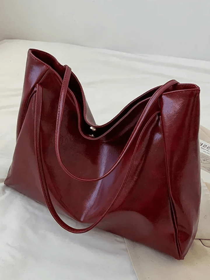 Drune | Große Damen Leder Schultertasche Handtasche Shopper Burgunderrot