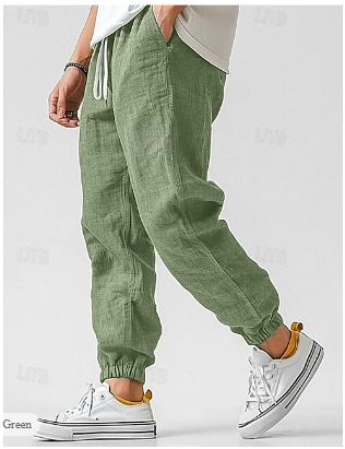 Drune | Herren Cargohose Aus Leinen Luftige Sommerhose mit Hoher Taille