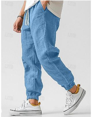 Drune | Herren Cargohose Aus Leinen Luftige Sommerhose mit Hoher Taille