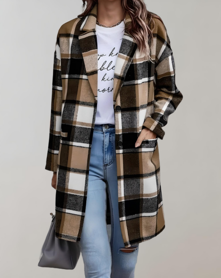 Drune | Oversize und lange karierte Jacke