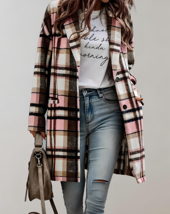 Drune | Oversize und lange karierte Jacke